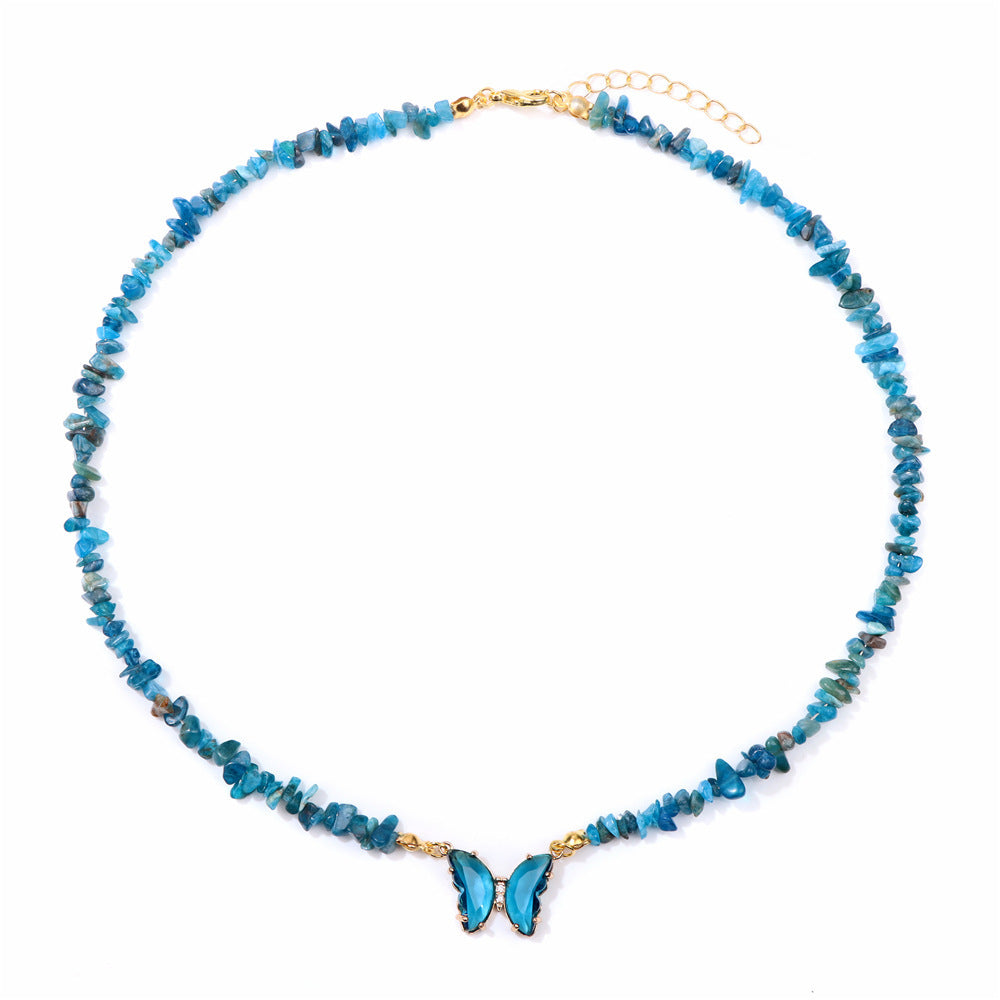 Simple and Versatile Butterfly Natural Stone Necklaces