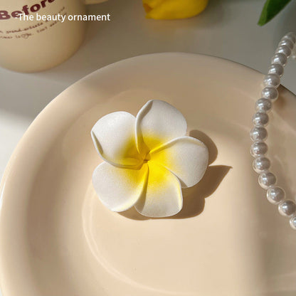 Plumeria Rubra Leather Flower Hairclip