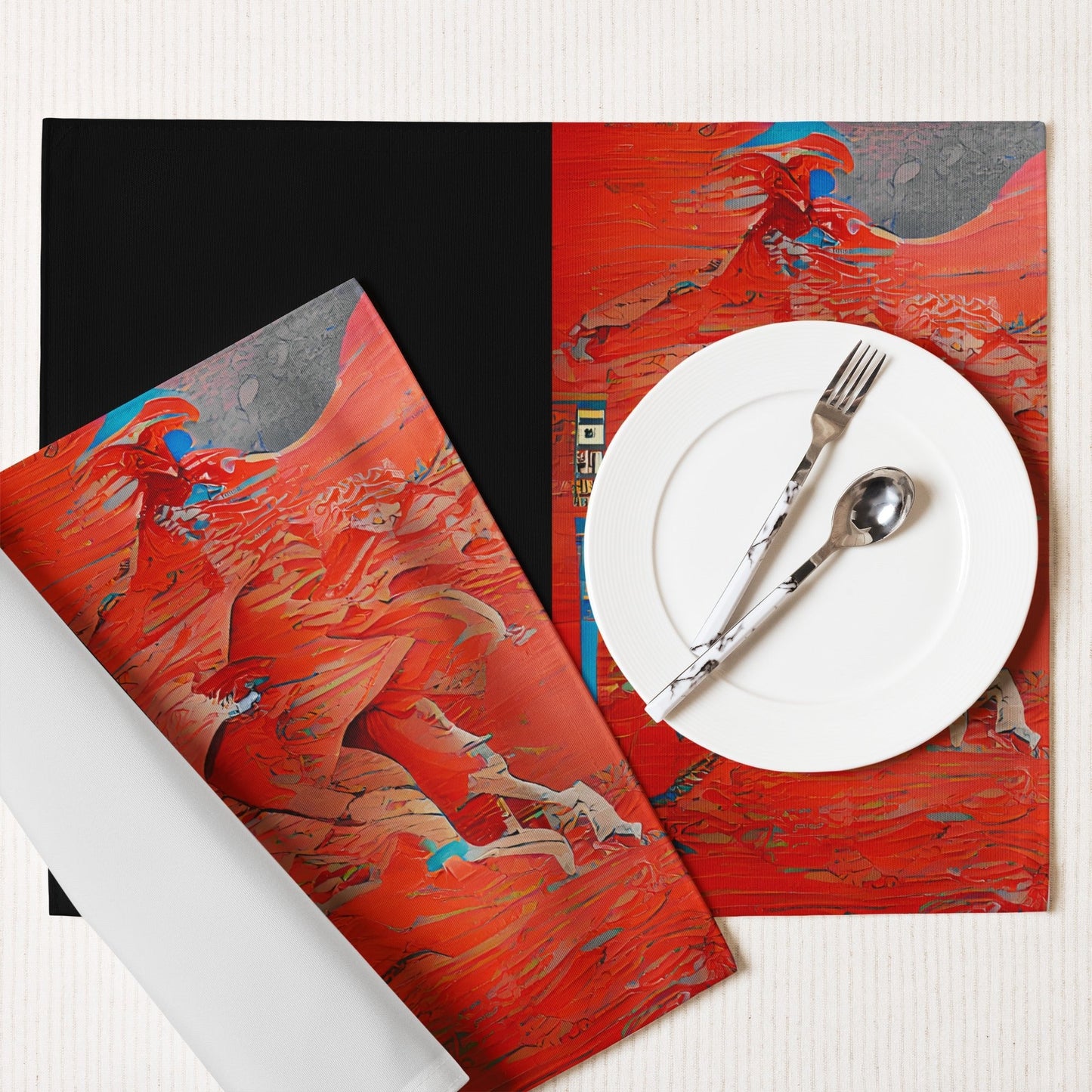 Half Black Half Hónghǎi - Placemat Set