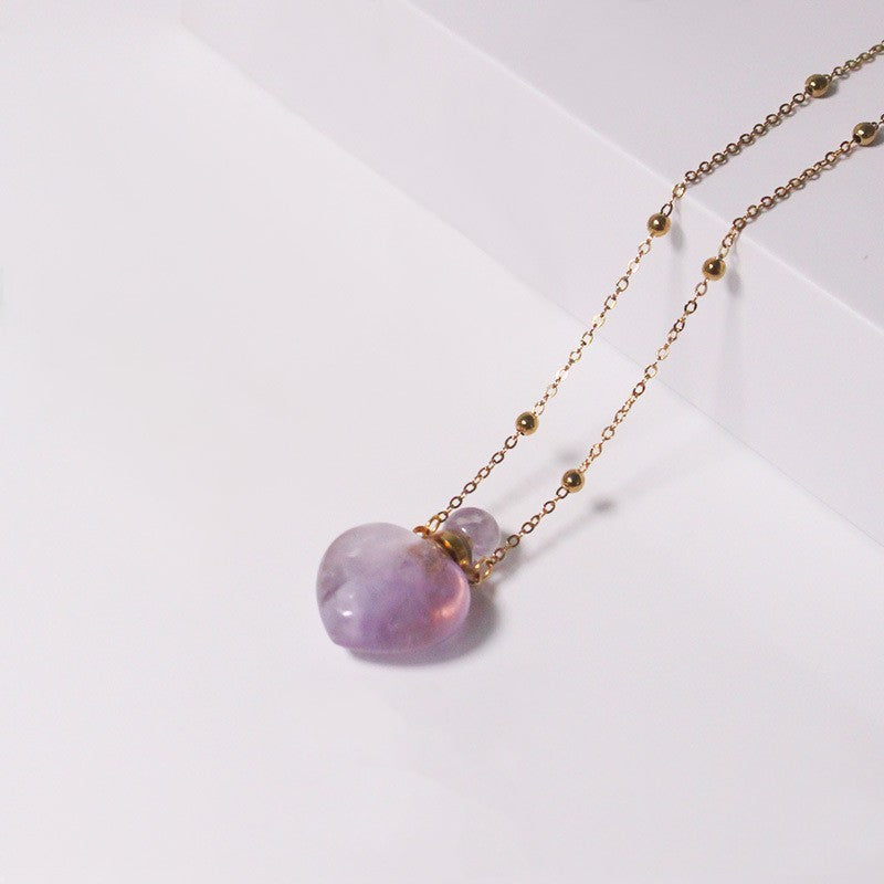 Natural Heart Crystal Perfume Bottle Necklace