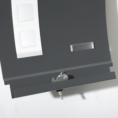 HOMCOM Weatherproof Wall Mounted Letter Box Post Box with Keys Anthracite Grey