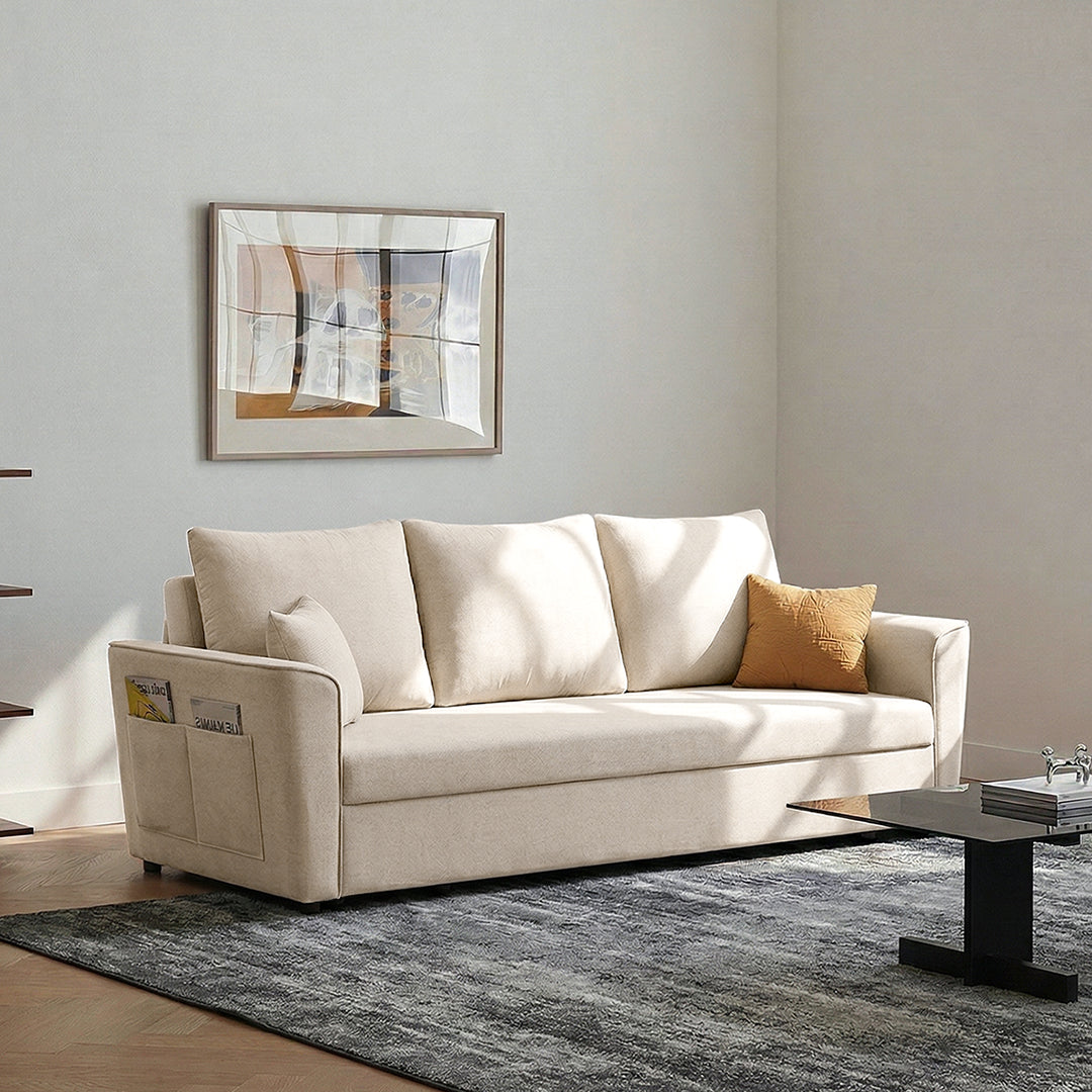 Gertrude Two Seater Sofa Bed, Linen