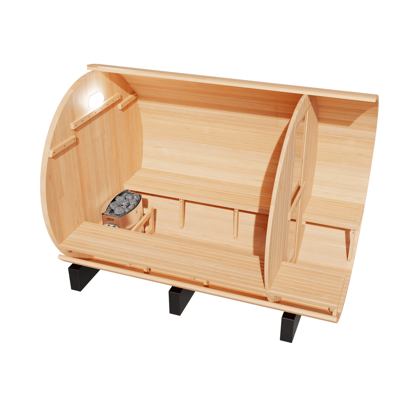 KOVE Outdoor Barrel Sauna – 5–6 Person Garden Sauna with 6kW Electric Heater