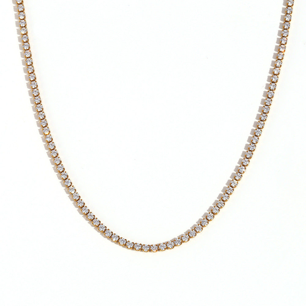 Stainless Steel Zircon Bracelet & Necklace Set