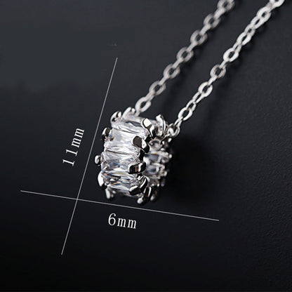 Cylinder Zircon Necklace with Rhinestones