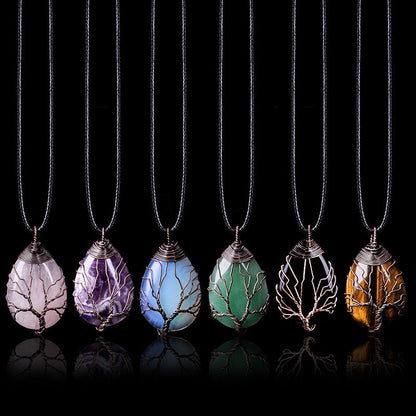 Crystal Tree of Life Pendant Necklace