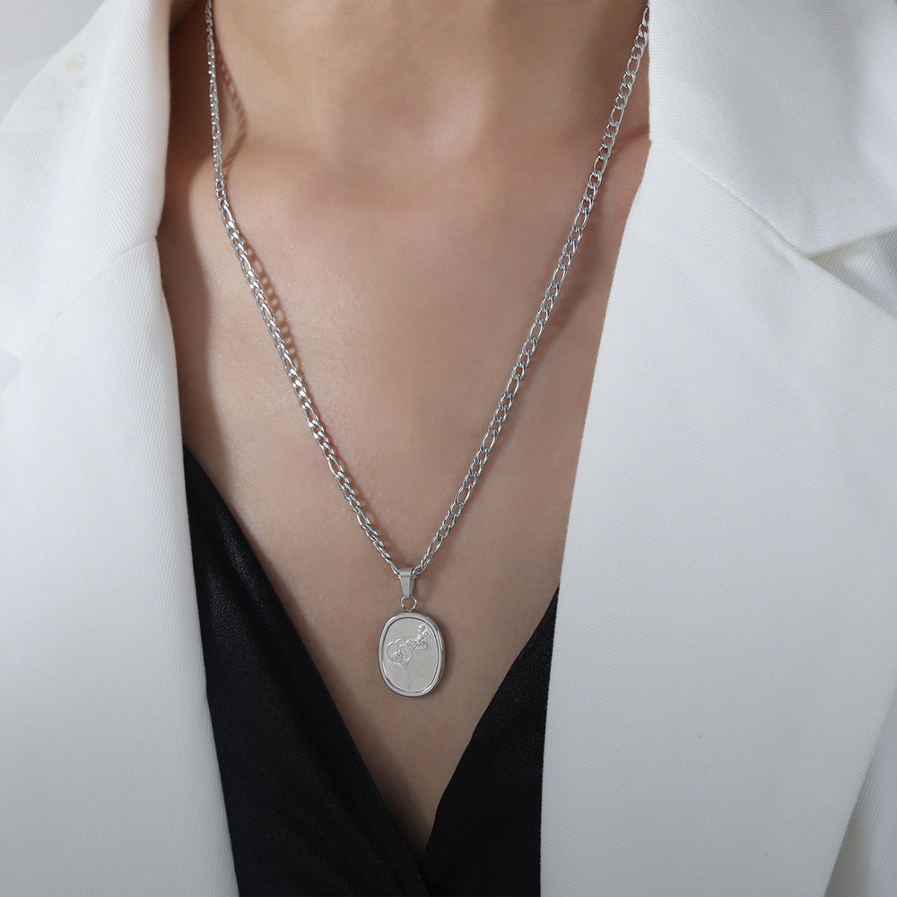 Titanium Steel Flower Pendant Necklace