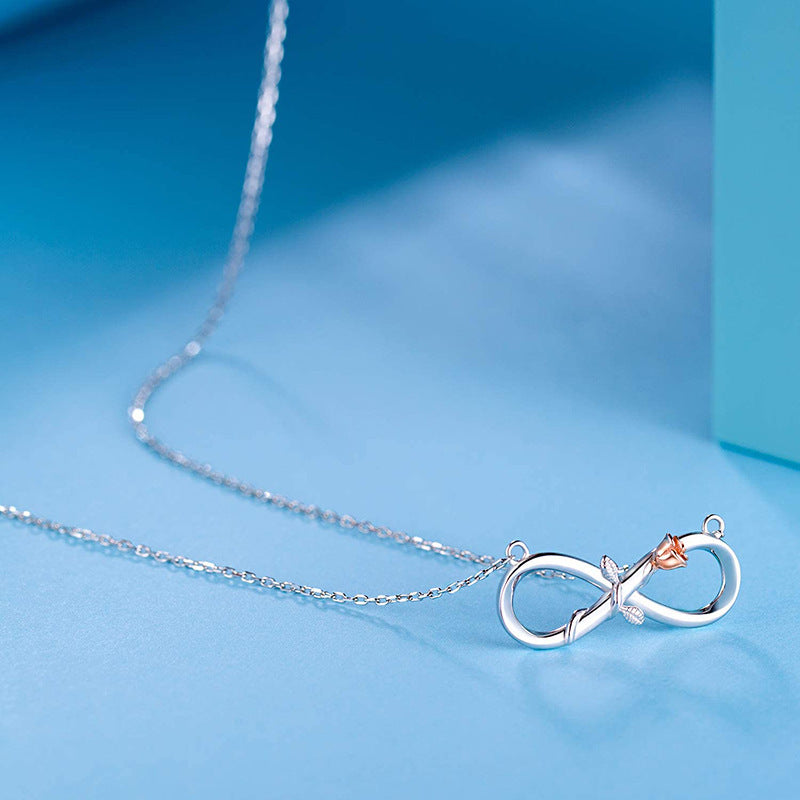 Double Fair Infinity Symbol Rose Necklace