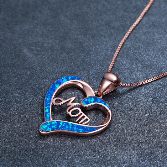 Heart Shaped MOM Letter Pendant Necklace