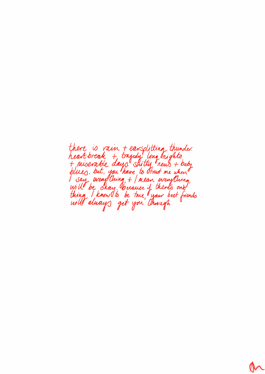 Best Friends Poem | Minimalist Red Relatable Art Print