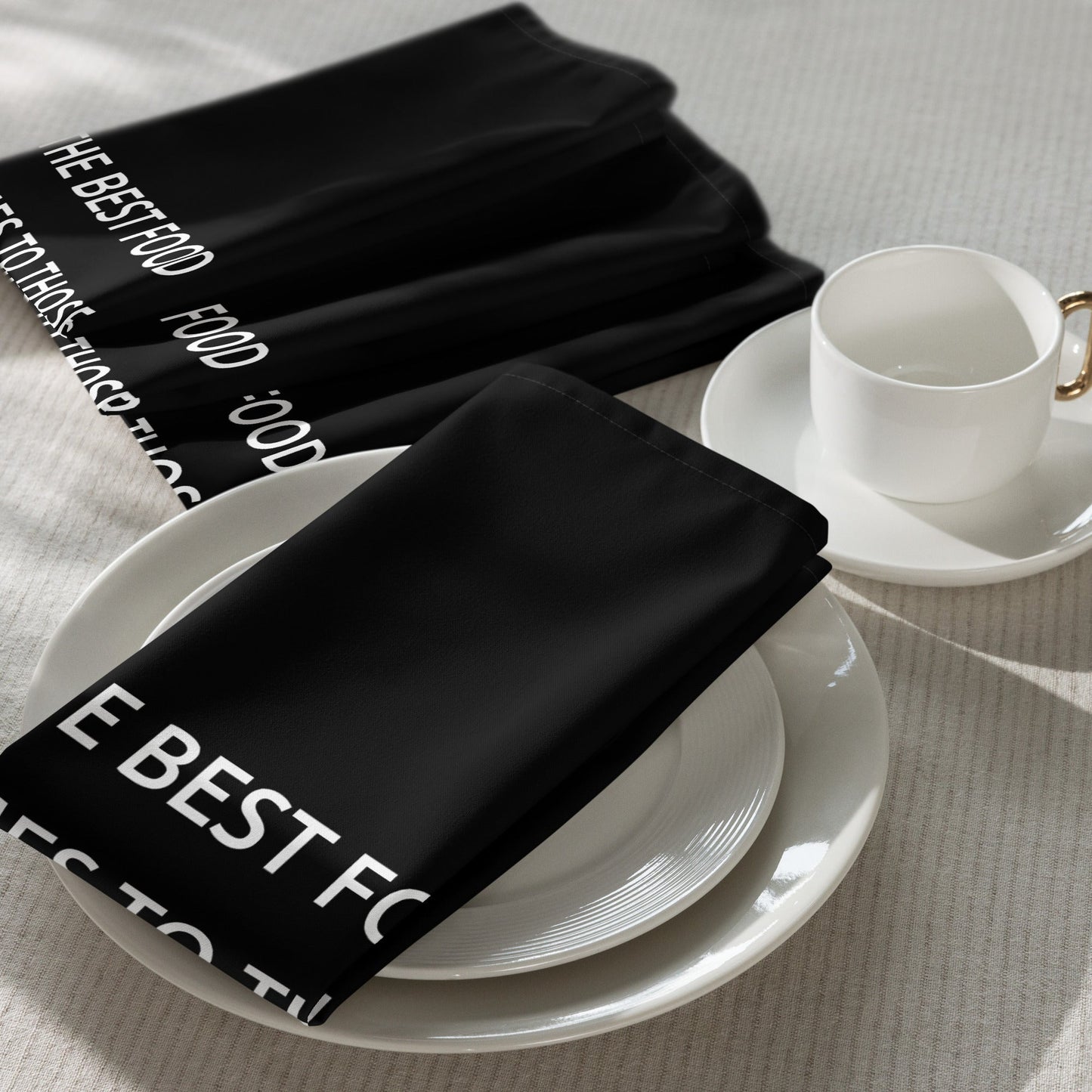 The Best Food Comes To Those Who Wait - Black Napkin Set