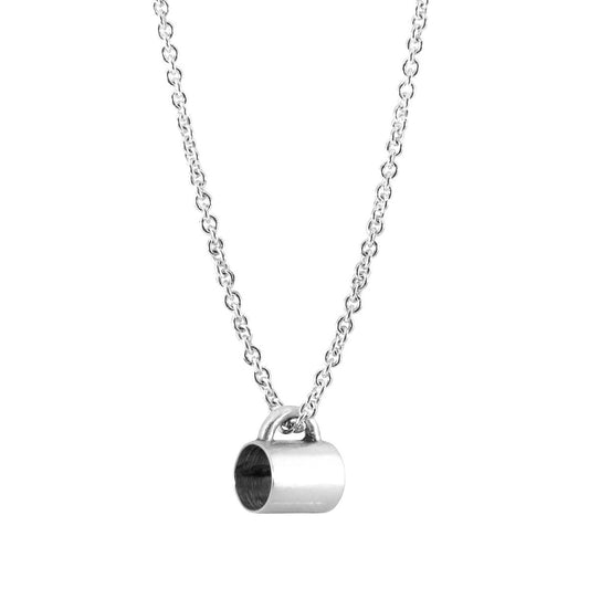 GUSTATORY Coffee Mug Silver Necklace Pendant