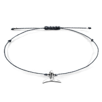 Iron Grey Think Ocean Mini Whale Silver and Rope Macrame Bracelet