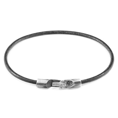 Shadow Grey Talbot Silver and Round Leather Bracelet