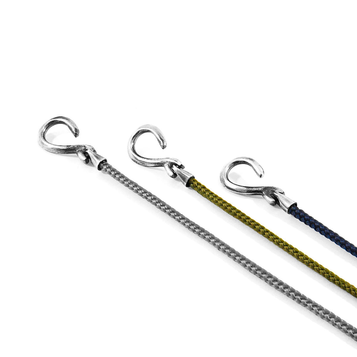 Khaki Green Heysham Silver and Rope Bracelet