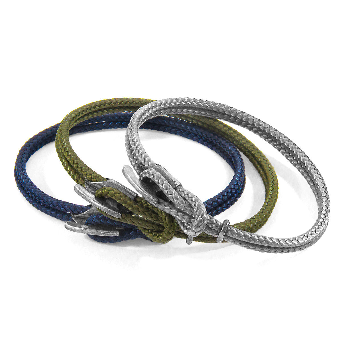 Aubergine Purple Padstow Silver and Rope Bracelet