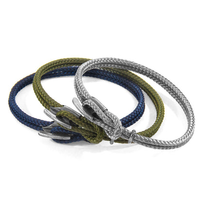 Ocean Blue Padstow Silver and Rope Bracelet