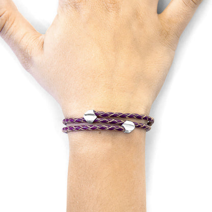 Deep Purple Conway Silver and Braided Leather Bracelet
