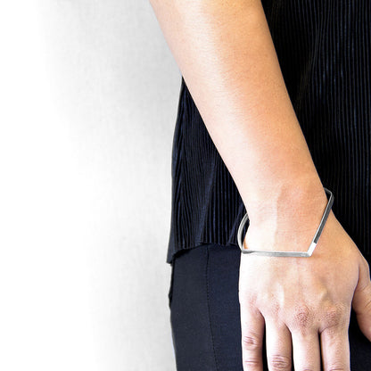 Holden Quarter Circle Geometric Silver Bangle