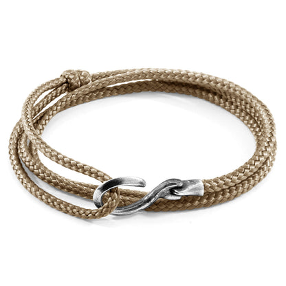 Sand Brown Heysham Silver and Rope Bracelet