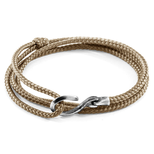 Sand Brown Heysham Silver and Rope Bracelet
