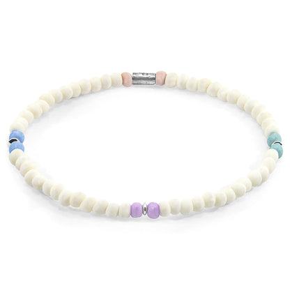 Pastel Off White - Multicoloured Evelyn Silver and Glass SKINNY Bracelet
