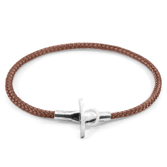 Copper Pink Cambridge Silver and Rope Bracelet