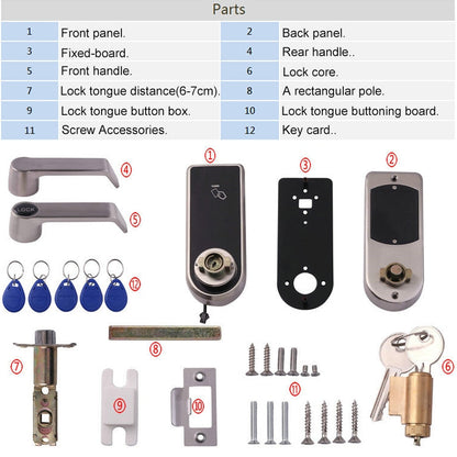Password + Key + Sensor Card Zinc Alloy Red Bronze Electronic Door Lock Touch Screen Electronic Code Lock, OS8818-QGT Bronze