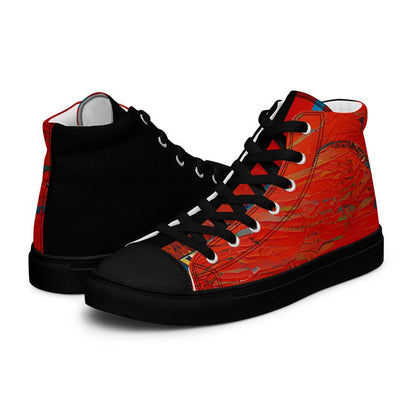 Half Black Half Hónghǎi - Mens High-Top Canvas Shoes