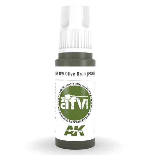 AK Interactive 3rd Gen Acrylic - Olive Drab Nº 9 (FS33070) 17ml AK11339