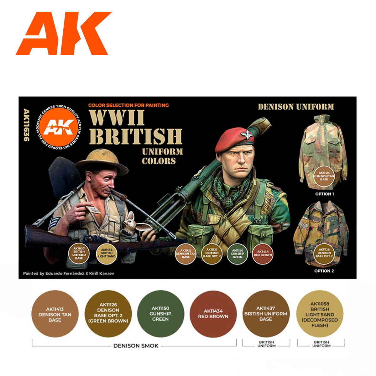 AK Interactive 3rd Gen Figure Paint Set - WWII British Uniform Colors