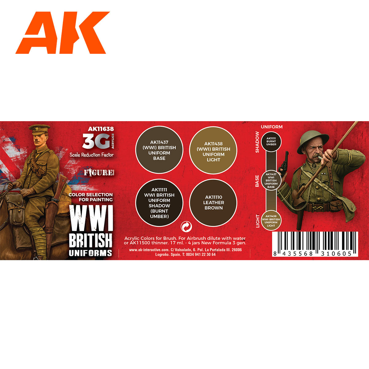 AK Interactive 3rd Gen Figure Paint Set - WWI British Uniforms AK11638