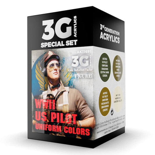 AK Interactive 3rd Gen Aircraft Paint Set - WWII US Uniform Colors AK11691
