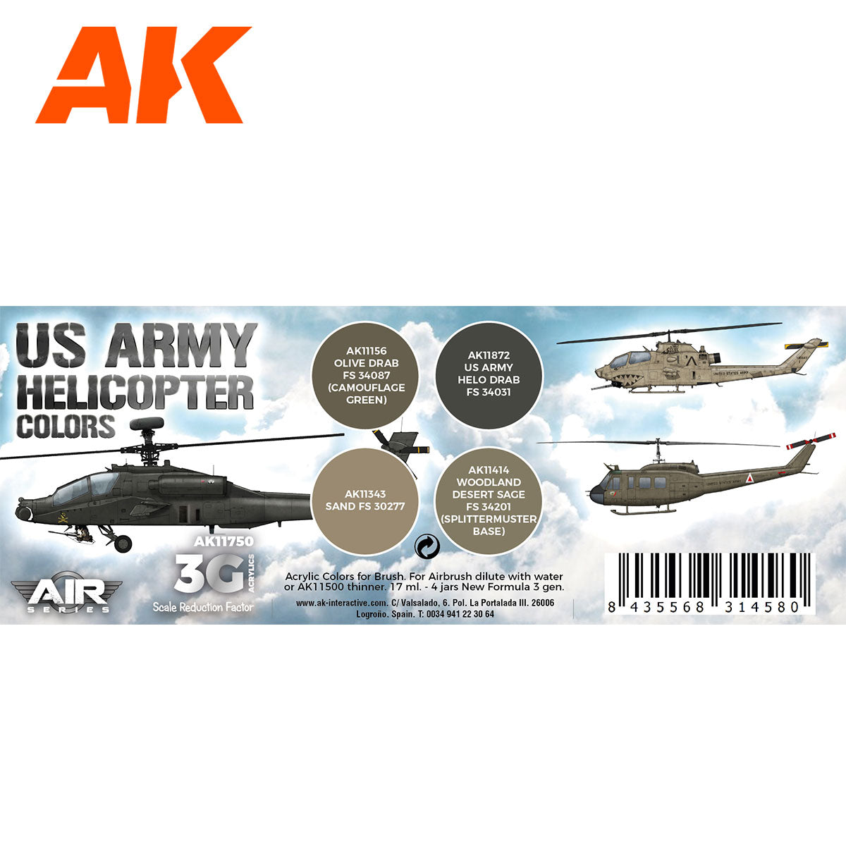 3rd Gen Aircraft Paint Set - US Army Helicopter Colors Set