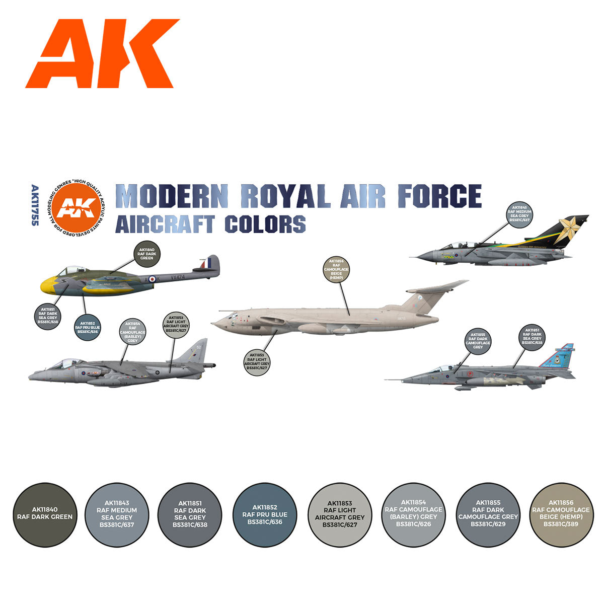 AK Interactive - Modern Royal Air Force Aircraft Colors Set 3G