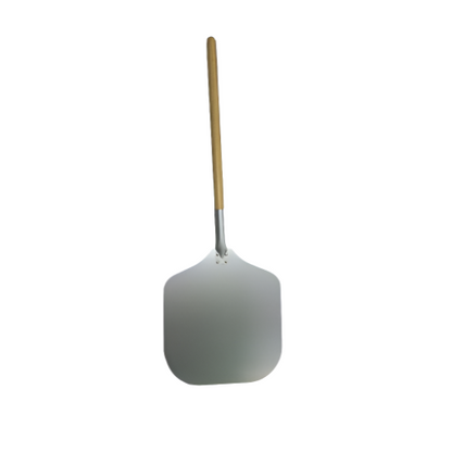 12" Aluminium Pizza Peel with Wooden Handle - Overall Length 25 Inches