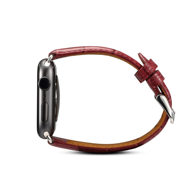 Denior Crocodile Grain Watch Cowhide Leather Watch Band for Apple Watch Ultra 49mm&Watch Ultra 2 49mm / Series 10 46mm / 9&8&7 45mm / SE 3&SE 2&6&SE&5&4 44mm / 3&2&1 42mm