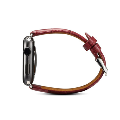 Denior Crocodile Grain Watch Cowhide Leather Watch Band for Apple Watch Ultra 49mm&Watch Ultra 2 49mm / Series 10 46mm / 9&8&7 45mm / SE 3&SE 2&6&SE&5&4 44mm / 3&2&1 42mm
