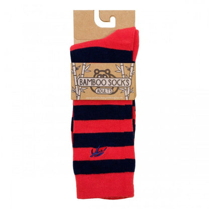 Mullins Bay Adults Bamboo Socks - Navy / Red Stripe