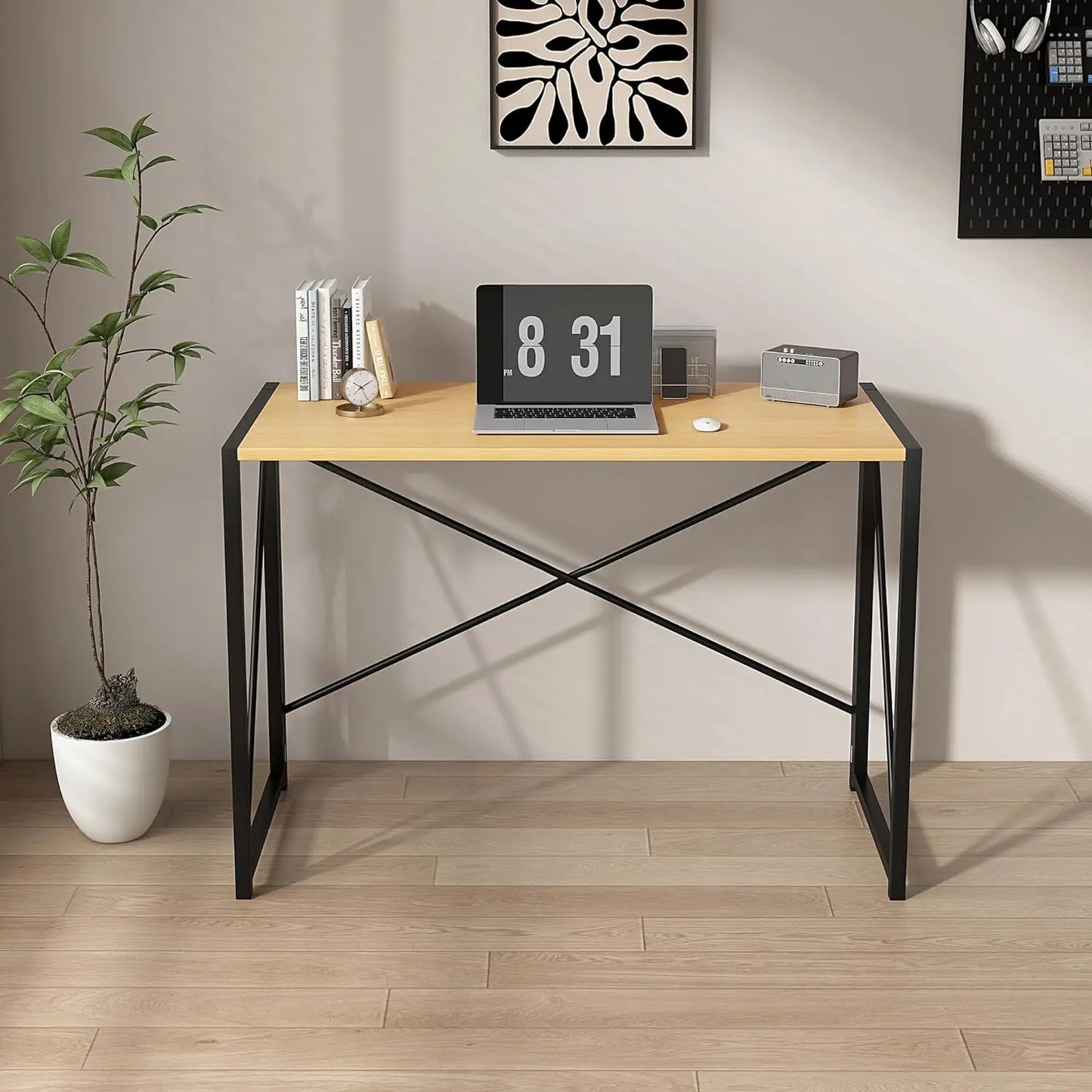 mcc direct Folding Desk Workstation Foldable Computer Desk for Office Home Study Writing Table No Assembly Miami-80cm