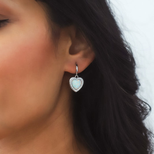 Adore Opal Heart Huggies | 925 Sterling Silver