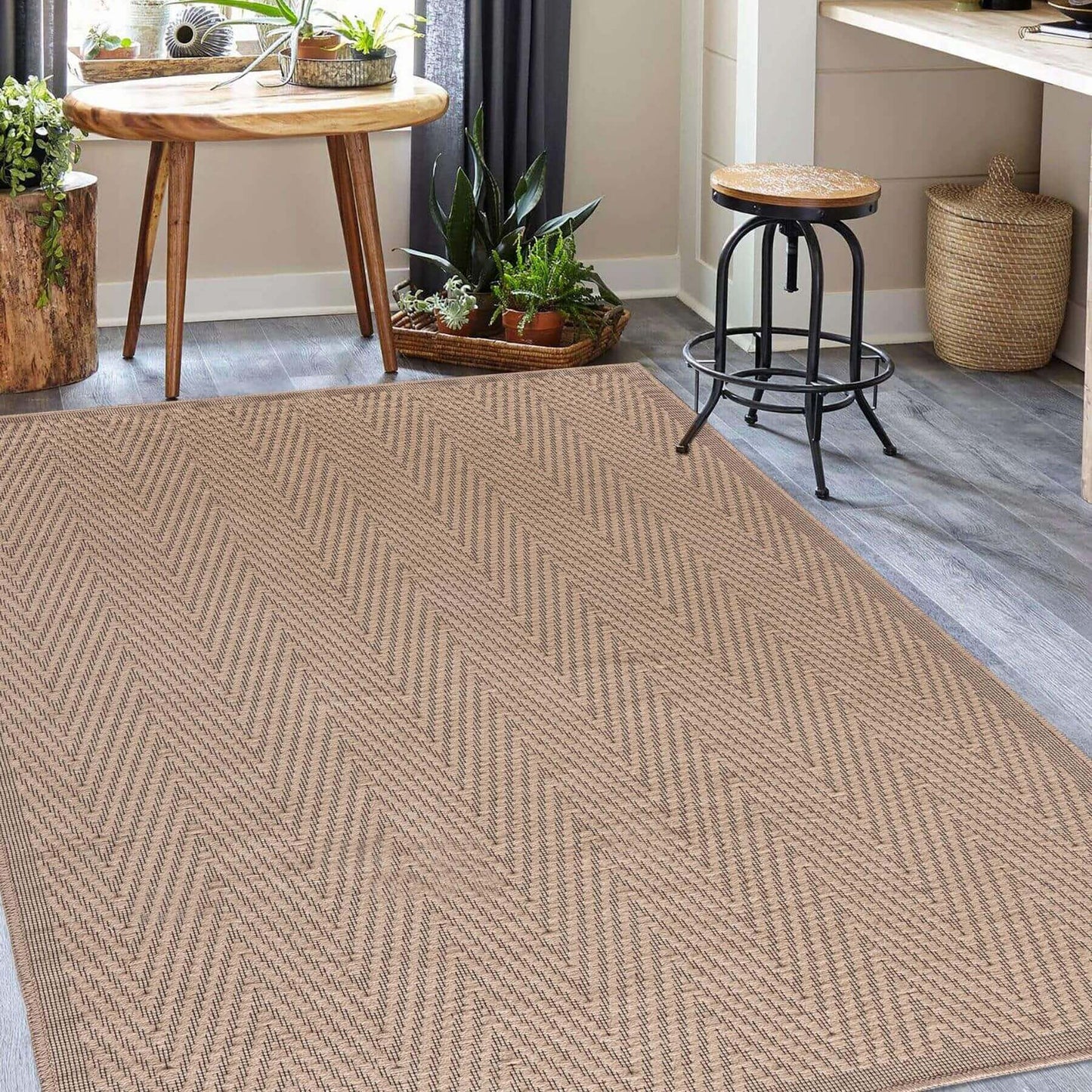 Beige Jute Looking Washable Rugs