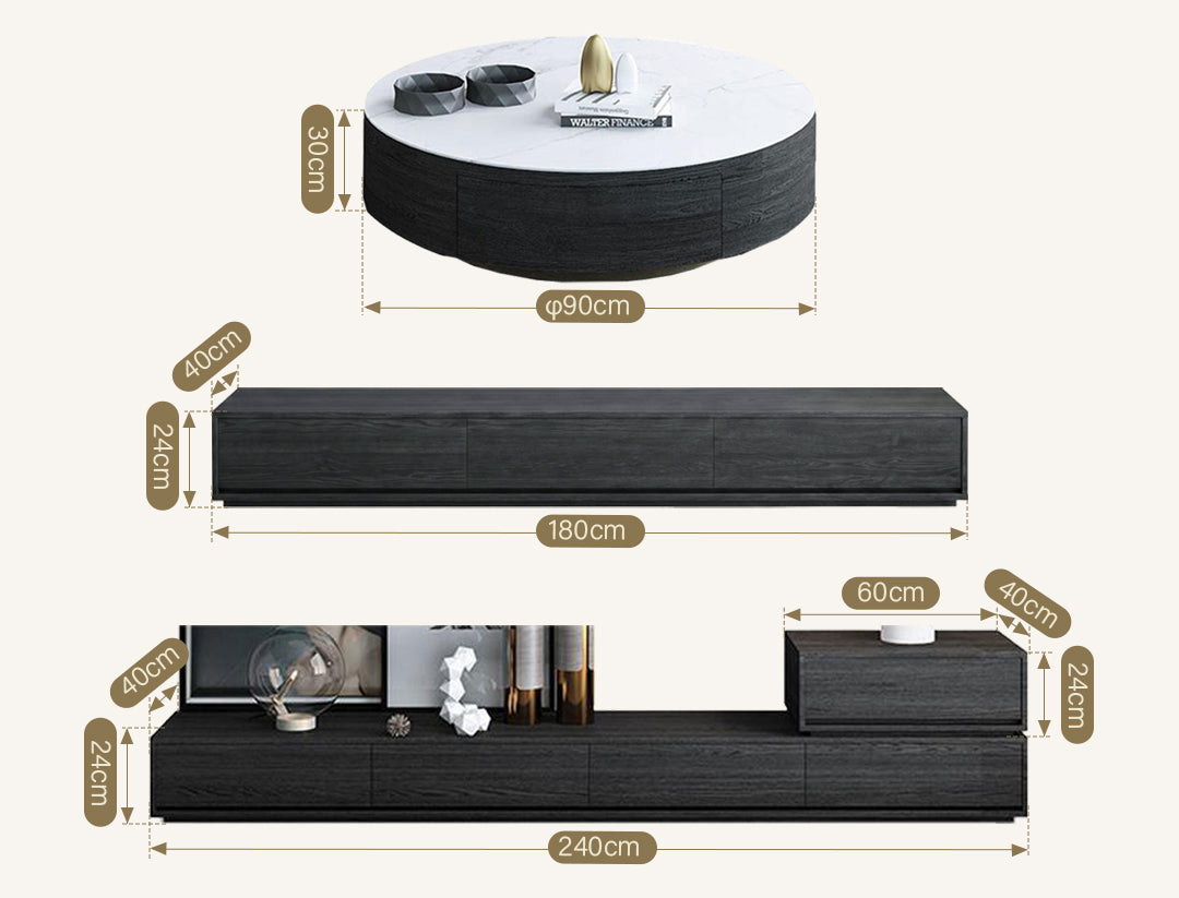 Agnes TV Stand, Black Oak