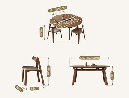 Aitken Round Folding Dining Table, Solid Wood