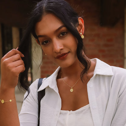 Alba Sun Coin Necklace | 18k Gold Plated