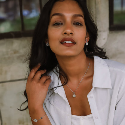 Alba Sun Coin Necklace | Silver