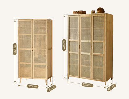 Amelia Rattan Wardrobe, Solid Wood & Rattan