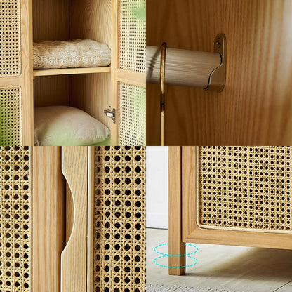 Amelia Rattan Wardrobe, Solid Wood & Rattan