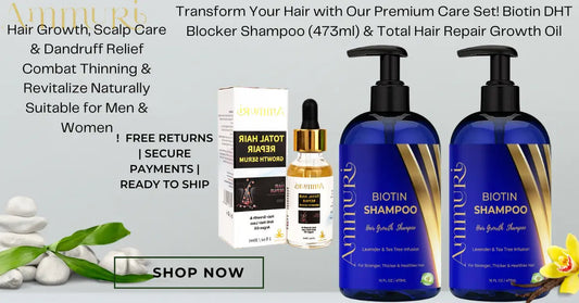 Ammuri Biotin & Caffeine Shampoo & Hair Repair Oil | Fuller-Looking Hair Routine
