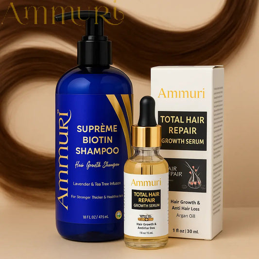 Ammuri Biotin & Caffeine Shampoo & Hair Repair Oil | Fuller-Looking Hair Routine